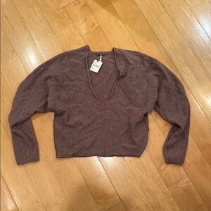 Free People Cashmere Women's V-Neck Sweater - Mauve